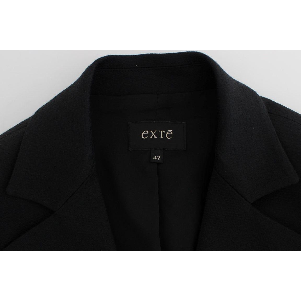 Exte Black Cotton Stretch Gold Studded Blazer Jacket
