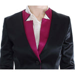 Exte Chic Black and Pink Single-Breasted Blazer Blazer Jacket Exte Black