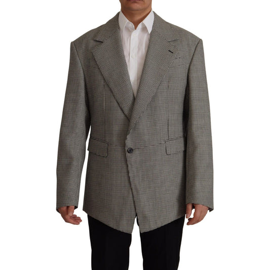 Dolce & Gabbana Gray Checkered Single Breasted Jacket Blazer JKT3377- 48
