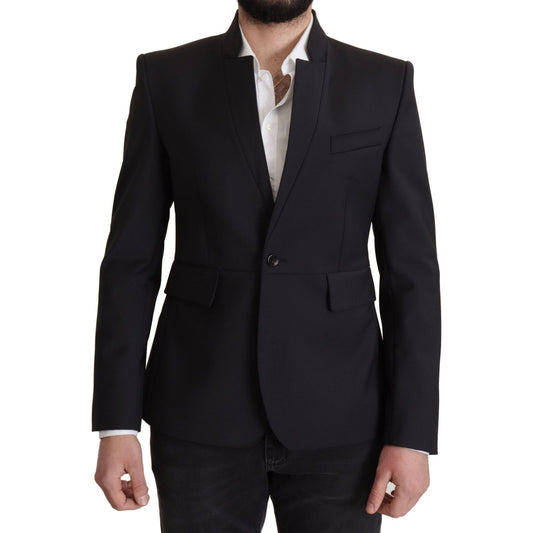 Dolce & Gabbana Black Wool Single Breasted Coat Men Blazer JKT3383- 50