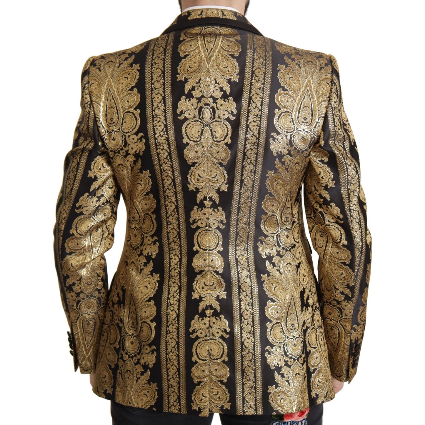 Dolce & Gabbana Black Gold Jacquard Single Breasted Blazer JKT3384- 54