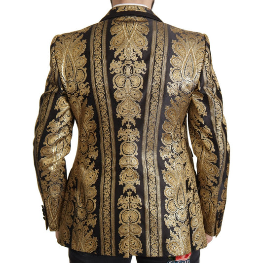 Dolce & Gabbana Black Gold Jacquard Single Breasted Blazer JKT3384- 54