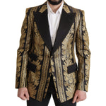 Dolce & Gabbana Black Gold Jacquard Single Breasted Blazer JKT3384- 54
