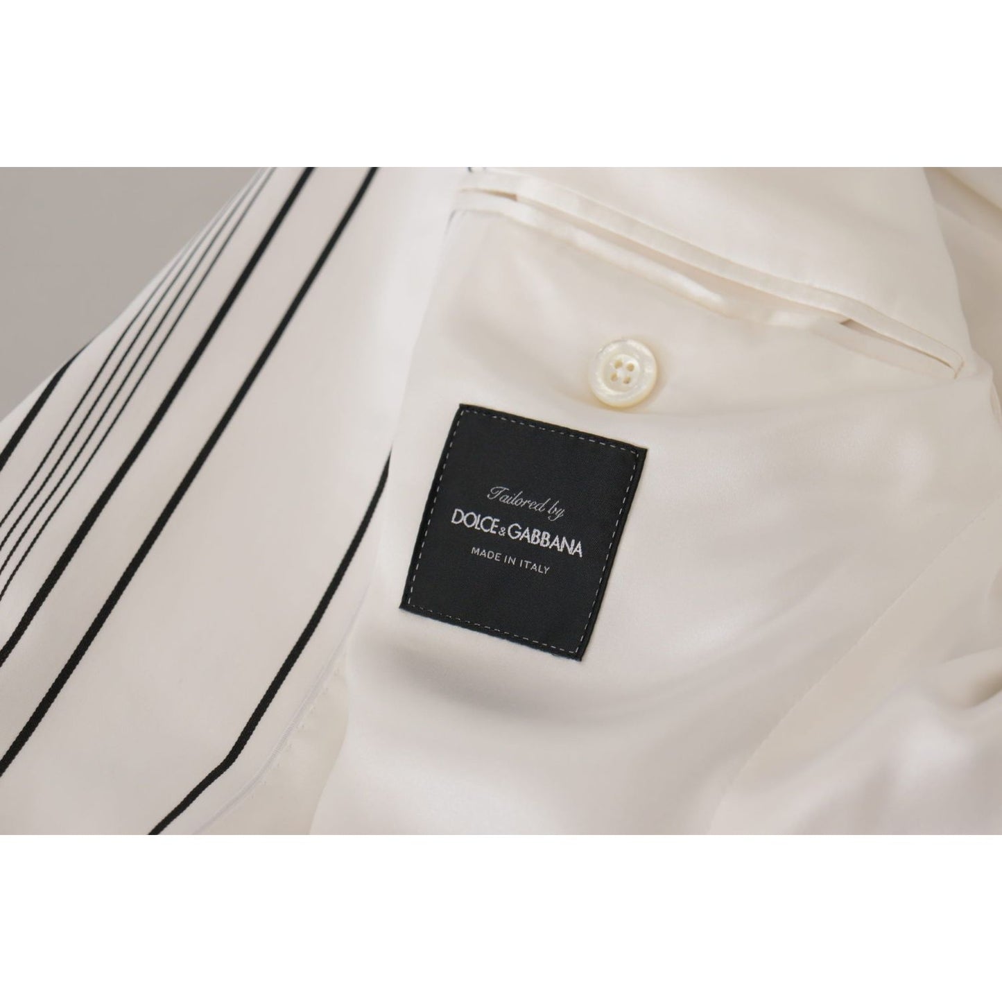Dolce & Gabbana White Stripes Cotton Single Breasted Blazer JKT3387-44