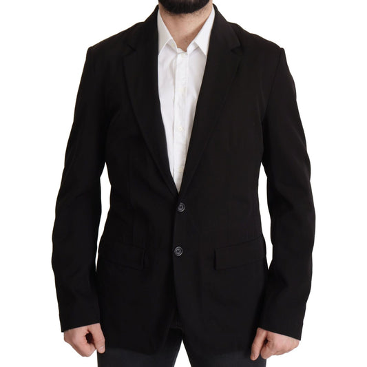 Dolce & Gabbana Black Wool Single Breasted Coat Blazer JKT3389- 50