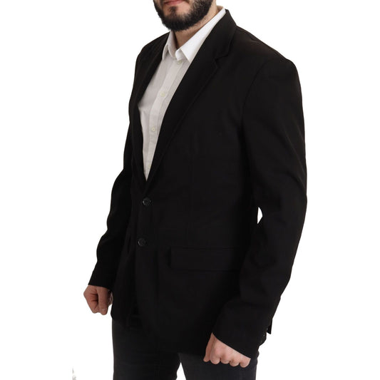 Dolce & Gabbana Black Wool Single Breasted Coat Blazer JKT3389- 50