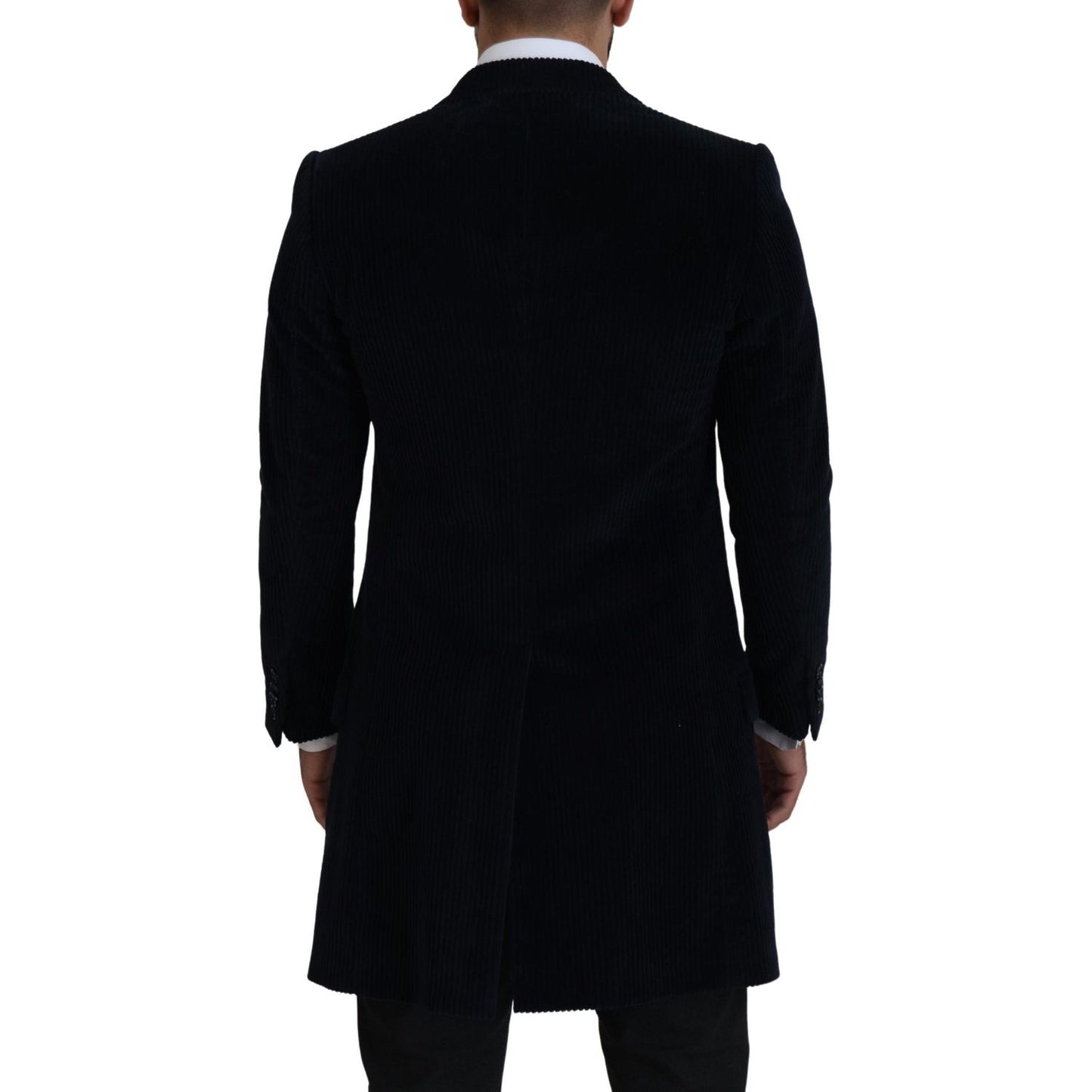 Dolce & Gabbana Black Cotton Cardigan Long Coat Men Jacket JKT3392- 46