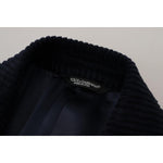 Dolce & Gabbana Black Cotton Cardigan Long Coat Men Jacket JKT3392- 46