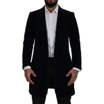 Dolce & Gabbana Black Cotton Cardigan Long Coat Men Jacket JKT3392- 46