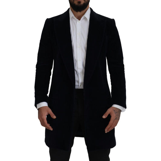 Dolce & Gabbana Black Cotton Cardigan Long Coat Men Jacket JKT3392- 46