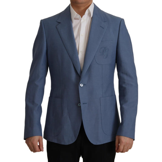 Dolce & Gabbana Blue Single Breasted Logo Blazer Jacket JKT3397- 48