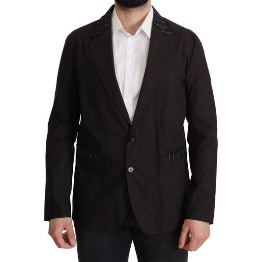Dolce & Gabbana Black Cotton Single Breasted Blazer Jacket JKT3414- 52
