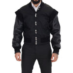 Dolce & Gabbana Black Nylon Crystals Coat Buttons Jacket JKT3335-46