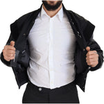 Dolce & Gabbana Black Nylon Crystals Coat Buttons Jacket JKT3335-46