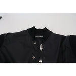 Dolce & Gabbana Black Nylon Crystals Coat Buttons Jacket JKT3335-46