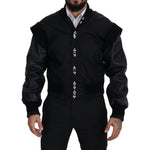 Dolce & Gabbana Black Nylon Crystals Coat Buttons Jacket JKT3335-46
