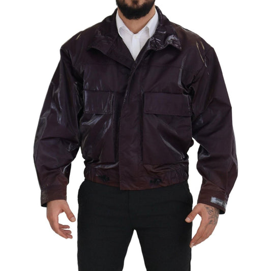 Dolce & Gabbana Purple Nylon Collared Biker Coat Jacket JKT3355- XS
