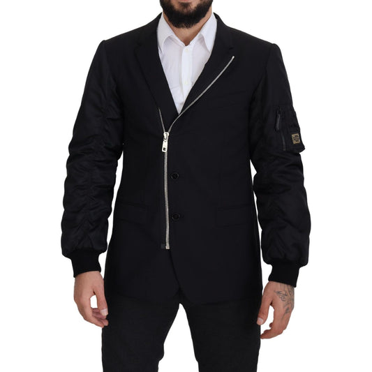 Dolce & Gabbana Black Wool Full Zip Long Sleeves Jacket JKT3360- 50