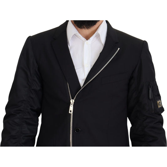 Dolce & Gabbana Black Wool Full Zip Long Sleeves Jacket JKT3360- 50