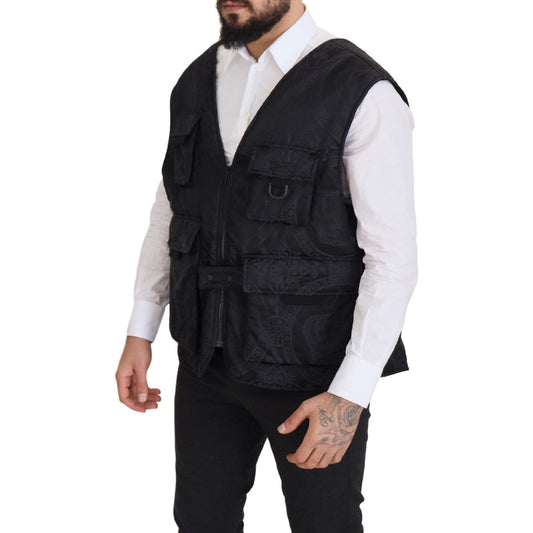 Dolce & Gabbana Black Nylon Full Zip Sleeveless Jacket JKT3361- 50