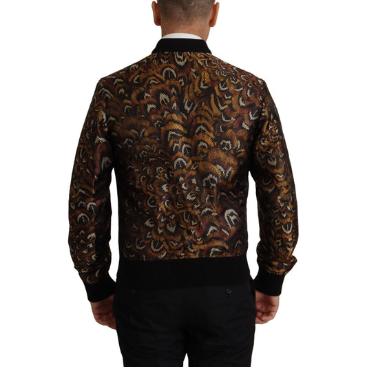 Dolce & Gabbana Brown Feather Full Zip Blouson Jacket JKT3362- 44