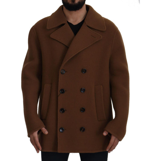 Dolce & Gabbana Brown Nylon Double Breasted Coat Jacket JKT3368- 54