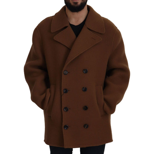 Dolce & Gabbana Brown Nylon Double Breasted Coat Jacket JKT3368- 54