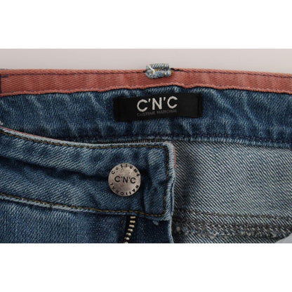 Costume National Blue Cotton Slim Fit Cropped Jeans Jeans & Pants