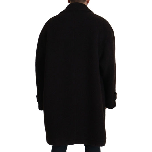 Dolce & Gabbana Black Alpaca Button Down Trench Coat Jacket JKT3372 - 54