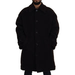 Dolce & Gabbana Black Alpaca Button Down Trench Coat Jacket JKT3372 - 54