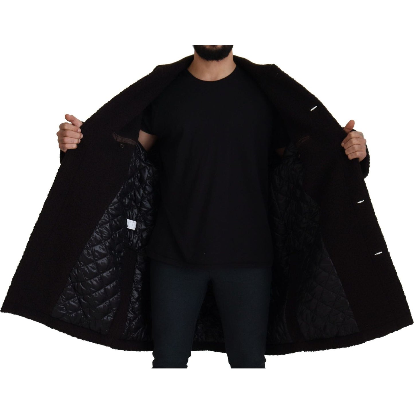 Dolce & Gabbana Black Alpaca Button Down Trench Coat Jacket JKT3372 - 54
