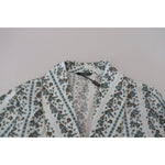 Dolce & Gabbana Blue Floral Cotton Robe Coat Jacket JKT3419 -48