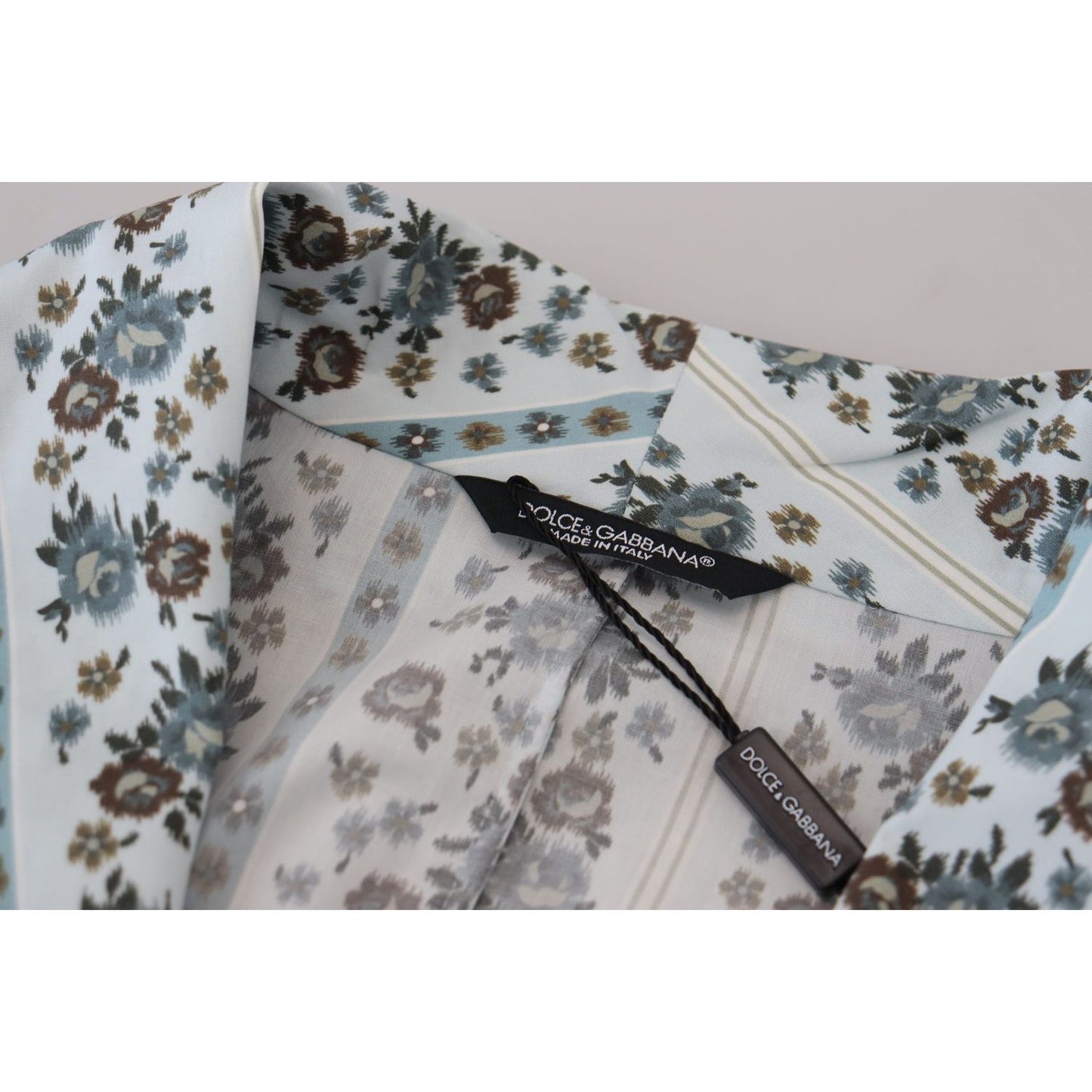 Dolce & Gabbana Blue Floral Cotton Robe Coat Jacket JKT3419 -48