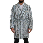 Dolce & Gabbana Blue Floral Cotton Robe Coat Jacket JKT3419 -48