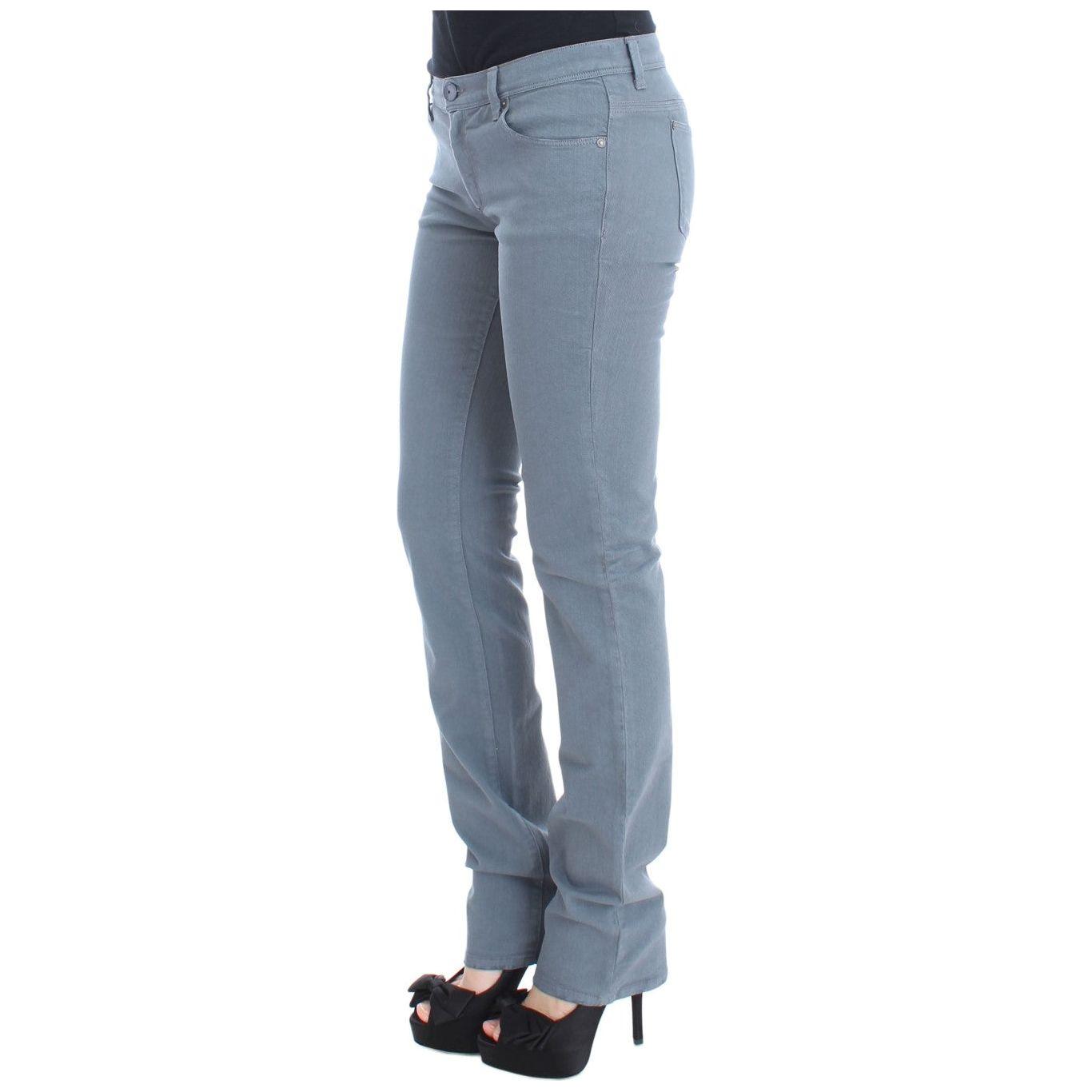 Ermanno Scervino Blue Cotton Blend Slim Fit Bootcut Jeans