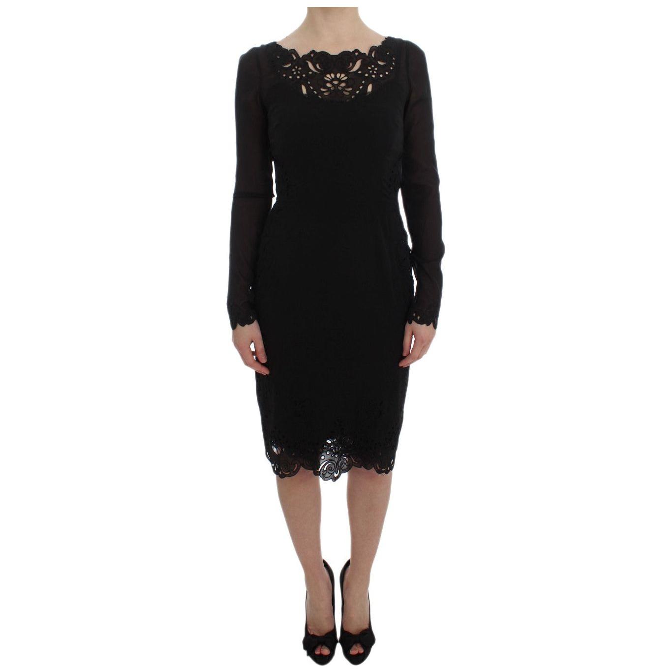 Dolce & Gabbana Black Silk Stretch Sheath Dress DRE10062-1