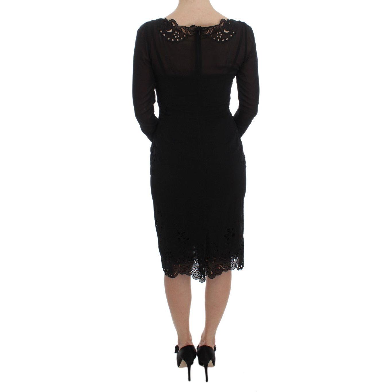 Dolce & Gabbana Black Silk Stretch Sheath Dress DRE10062-1