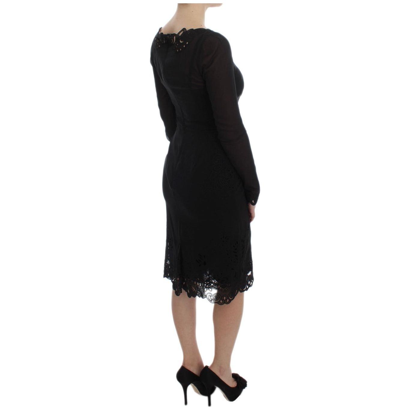 Dolce & Gabbana Black Silk Stretch Sheath Dress DRE10062-1