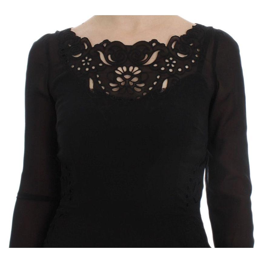 Dolce & Gabbana Black Silk Stretch Sheath Dress DRE10062-1