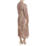 Dolce & Gabbana Pink Silk Lace Ricamo Shift Gown Dress DRE10065-1