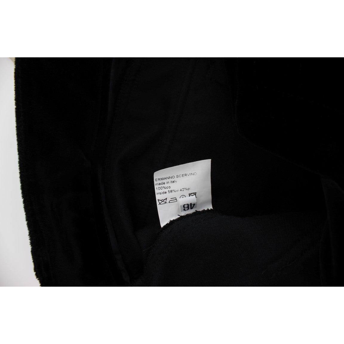 Ermanno Scervino Black Velvet Cotton Straight Legs Pants