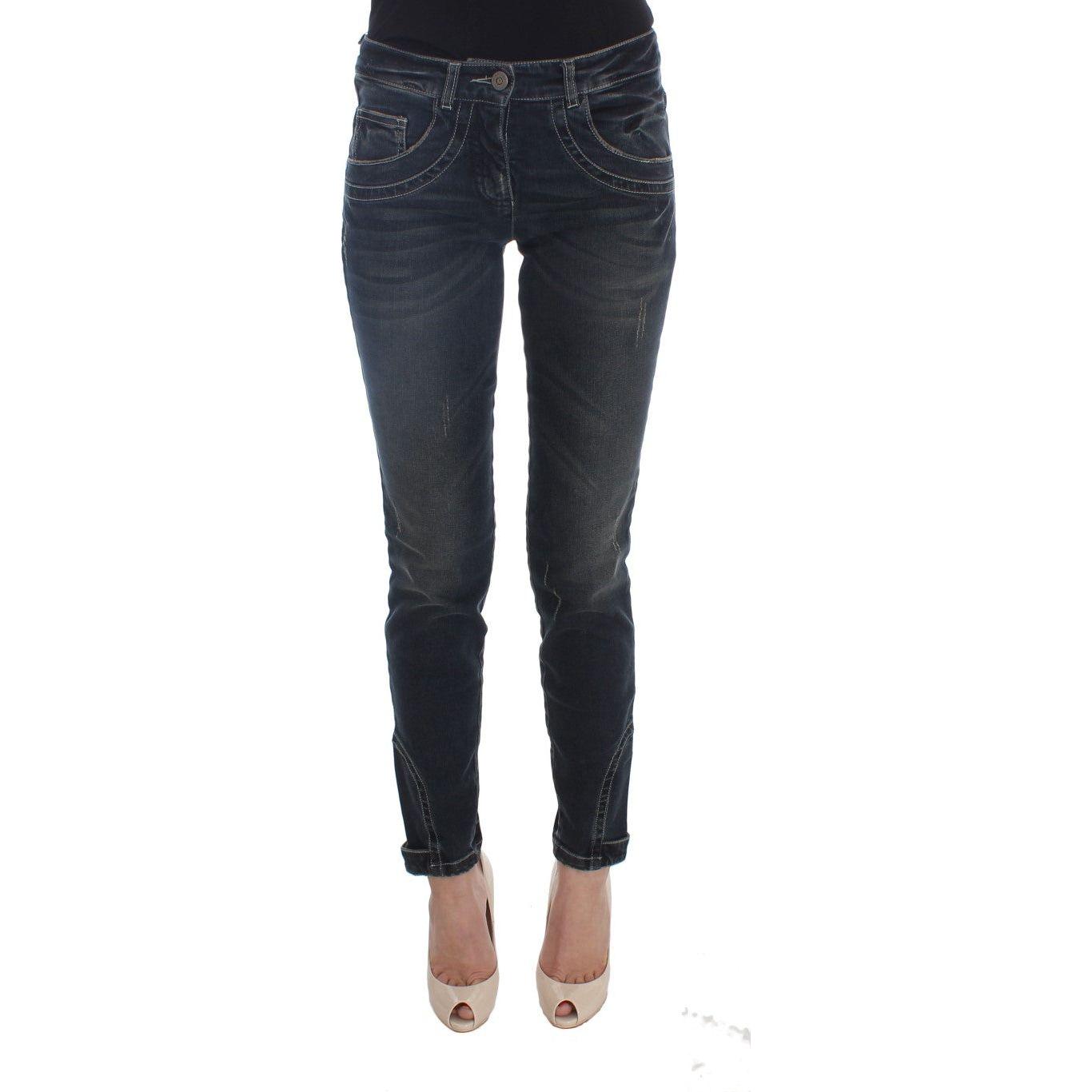 Ermanno Scervino Blue Cotton Blend Slim Fit Jeans