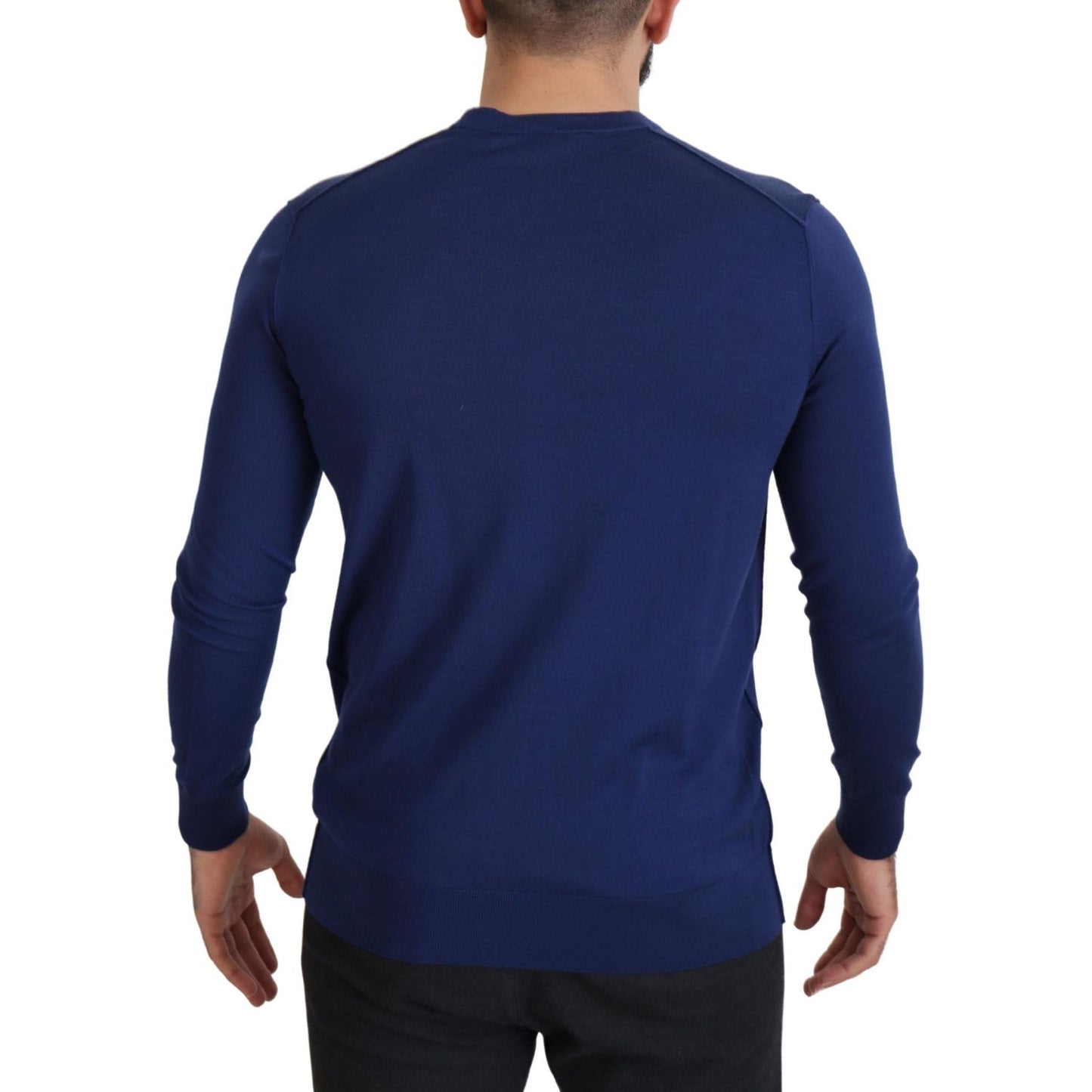 Dolce & Gabbana Blue Wool V-neck Button Down Cardigan Sweater TSH7937- 44