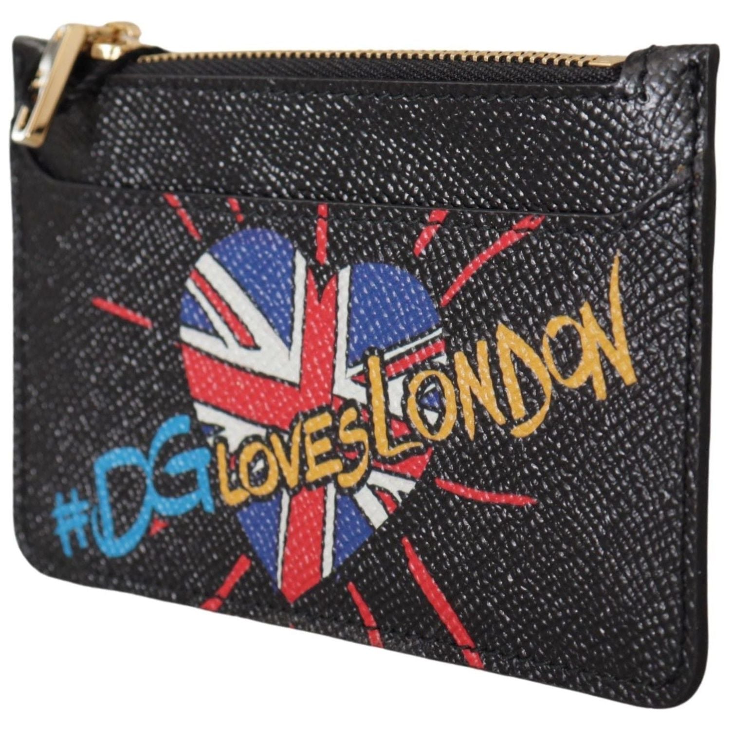 Dolce & Gabbana Black Leather #DGLovesLondon Women Cardholder Coin Case  Wallet