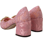 Dolce & Gabbana Pink Taormina Lace Crystal Pumps Pastel Shoes LA10072- 35.5