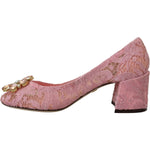 Dolce & Gabbana Pink Taormina Lace Crystal Pumps Pastel Shoes LA10072- 35.5