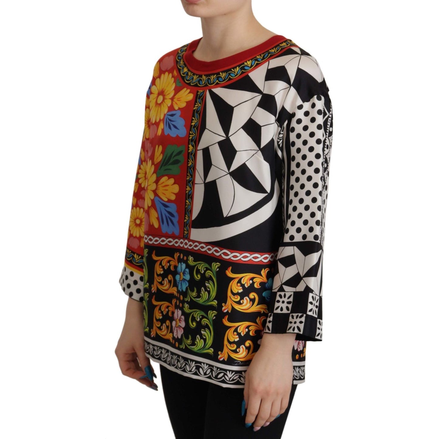 Dolce & Gabbana Multicolor Printed Baroque Loose Long Sleeve TSH7810 - 38