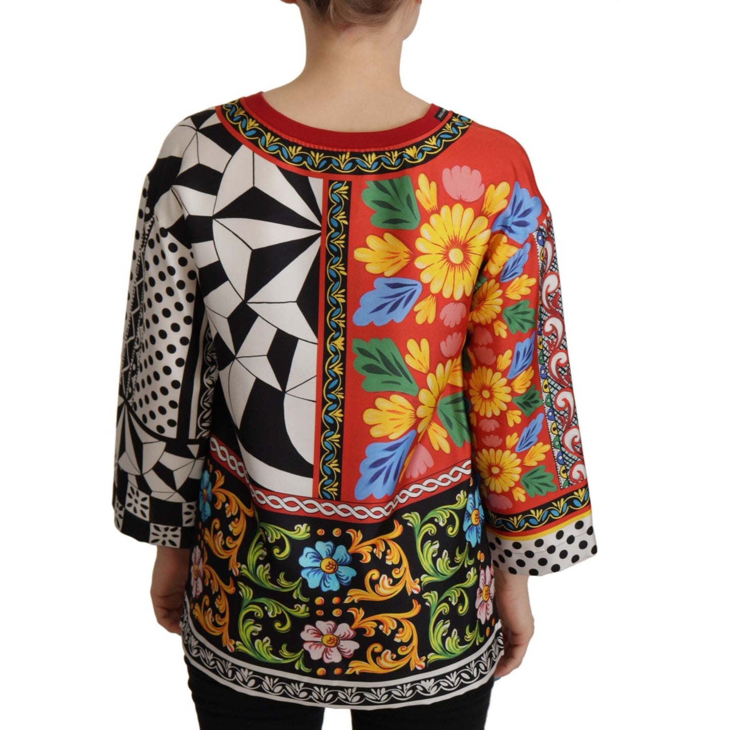 Dolce & Gabbana Multicolor Printed Baroque Loose Long Sleeve TSH7810 - 38
