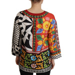 Dolce & Gabbana Multicolor Printed Baroque Loose Long Sleeve TSH7810 - 38