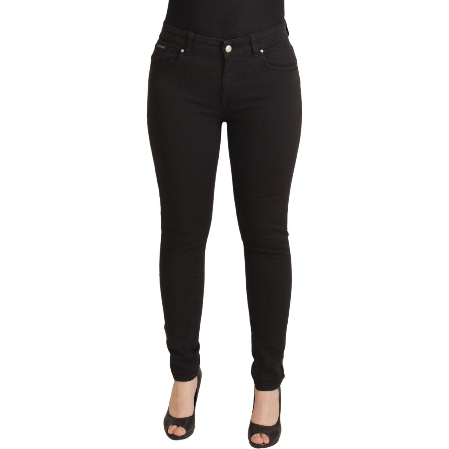Dolce & Gabbana Black Mid Waist Skinny Denim Cotton Jeans